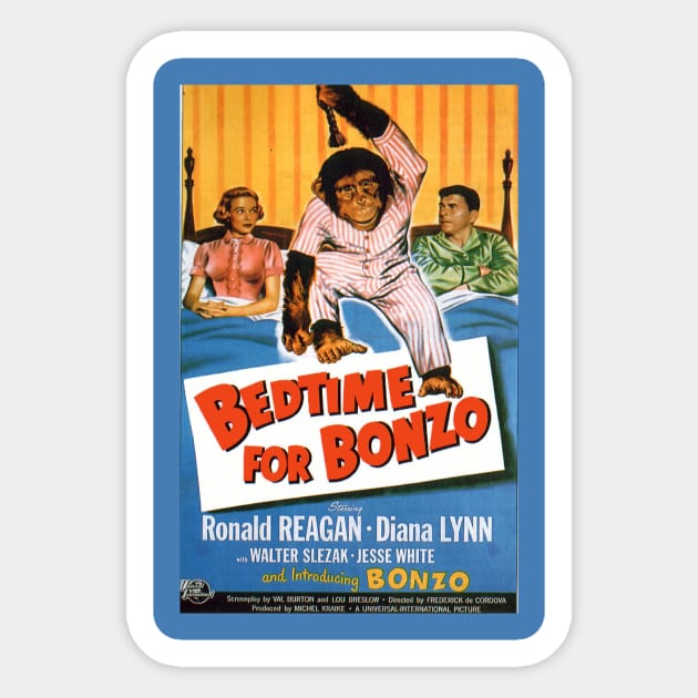 Classic Ronald Reagan Movie Poster - Bedtime for Bonzo Sticker by Starbase79